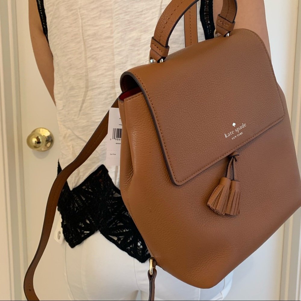 KATE SPADE MEDIUM HAYES BACKPACK GINGER LEATHER - Picture 3 of 5